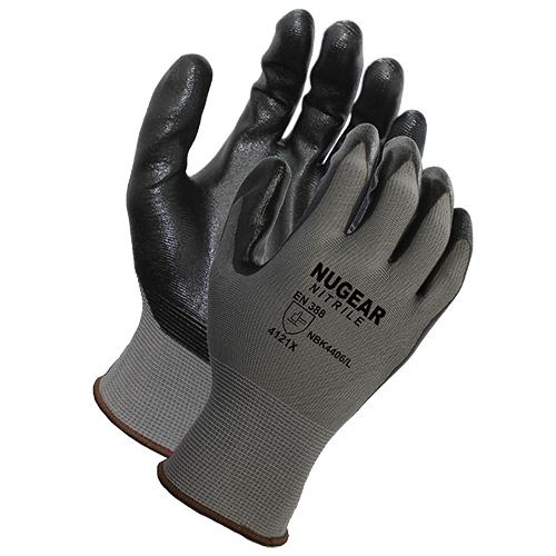 NITRILE FOAM COATED GLOVE  POLYESTER SHELL  GRY BLK  13G 2XL