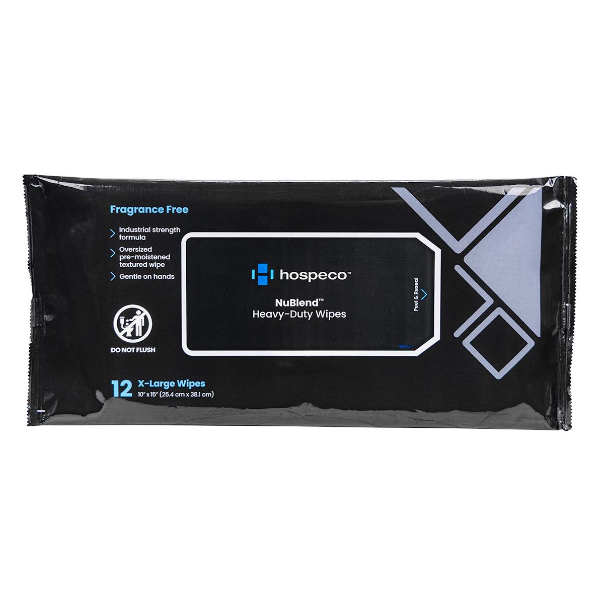 Hospeco™ NuBlend™ Heavy-Duty Industrial-Strength Pre-Moistened Textured Wipes, 10
