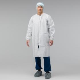 Sterile Microporous Cleanroom Frocks w/ No Pockets, Zip Front & Thumb Loops, White, 30/cs - X-Large 1700-LC-S-1723