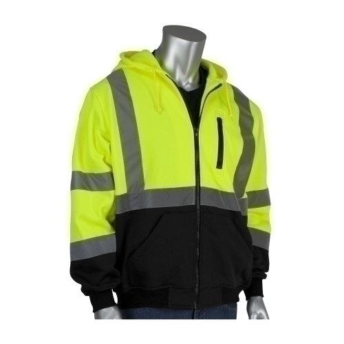 HOODED SWEATSHIRT  CLASS 3  YELLOW BLACK  FULL ZIP  LARGE