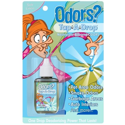 Tap-A-Drop One Drop Deodorizer  rack card  soft linen fragra