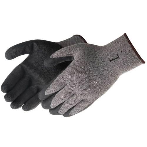 LATEX STRING KNIT GREY BLACK COATED GLOVE  XL  1 DZ