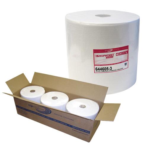 Shopworks® W800 Extra Heavy Duty Wipers 475 Sheet White Jumbo Rolls 3 Pack 644025 3