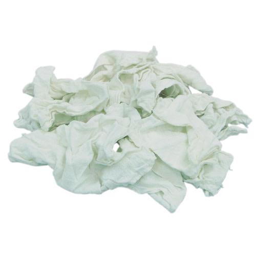 Recycled T-Shirt Rags, Bulk, 50 lb/cs - White 71500 50