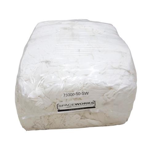 SpaceWorks® New French Terry Rags, Washed, Bulk, White, 50 lb/cs 73300 50 SW