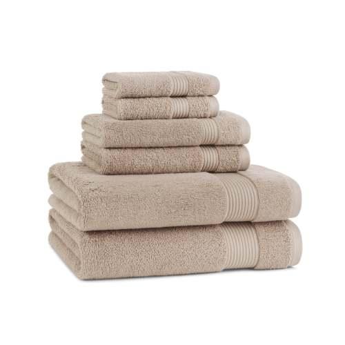 6 Piece Beige Bath Towel Set