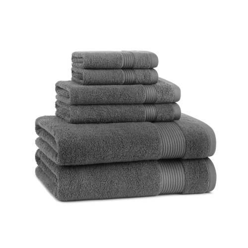 6 Piece Dark Grey Bath Towel Set