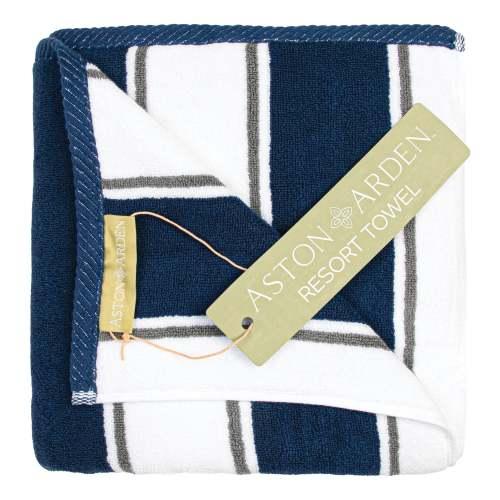 35x70 25LB Navy Grey Pinstripe Towels