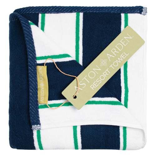 35x70 25LB Navy Mint Pinstripe Towels