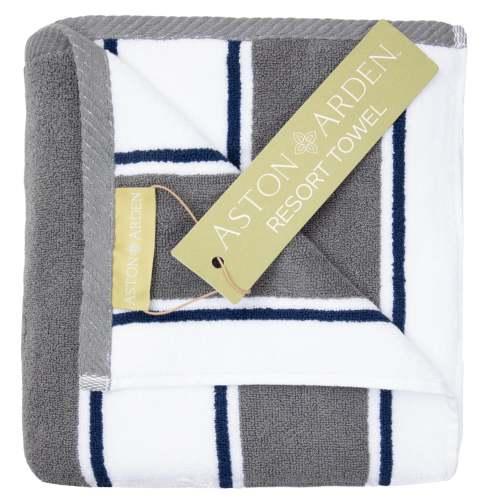 35x70 25LB Grey Navy Pinstripe Towels
