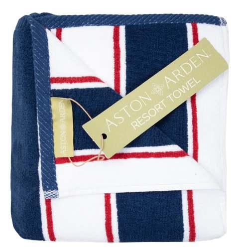 35x70 25LB Navy Red Pinstripe Towels