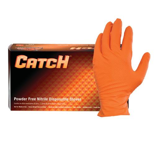 CATCH ORANGE NITRILE POWDER FREE TEXTURED GLOVES  10 100-XLG