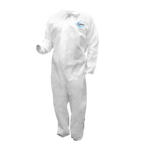 MICROPOROUS COVERALL  ELASTIC WRIST   ANKLES-WHITE-LARGE