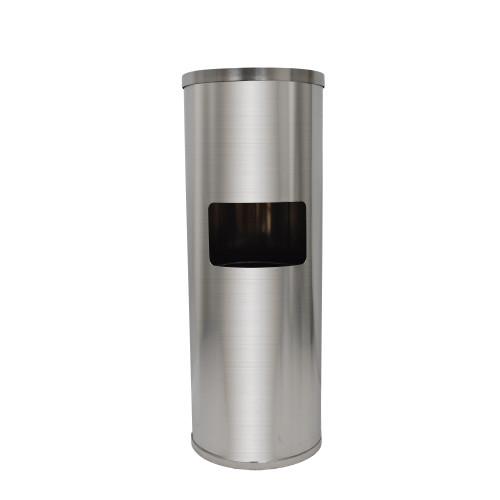 STAINLESS STEEL FLOOR DISPENSER WITH BUCKET  LID   WBASKET