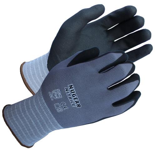 MICRO-FM NITRILE COATED GLOVE  NYLON SHELL  GRY BLK  15G  L