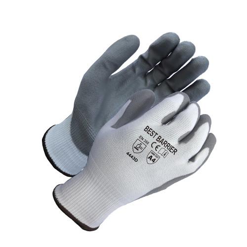 A4  PU COATED GLOVE  IE SHELL  WHITE GRAY  13G  L