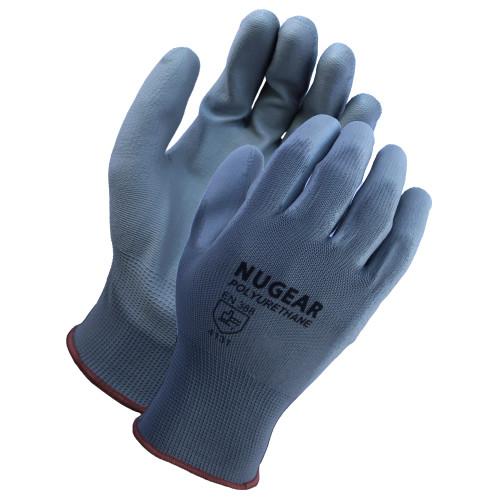 PU COATED GLOVE  POLYESTER SHELL  GRY GRY  13G  L
