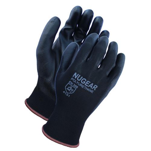 PU COATED GLOVE  POLYESTER SHELL  BLK BLK  13G  M