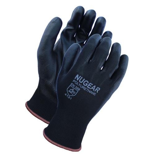 PU COATED GLOVE  POLYESTER SHELL  BLK BLK  13G  XS