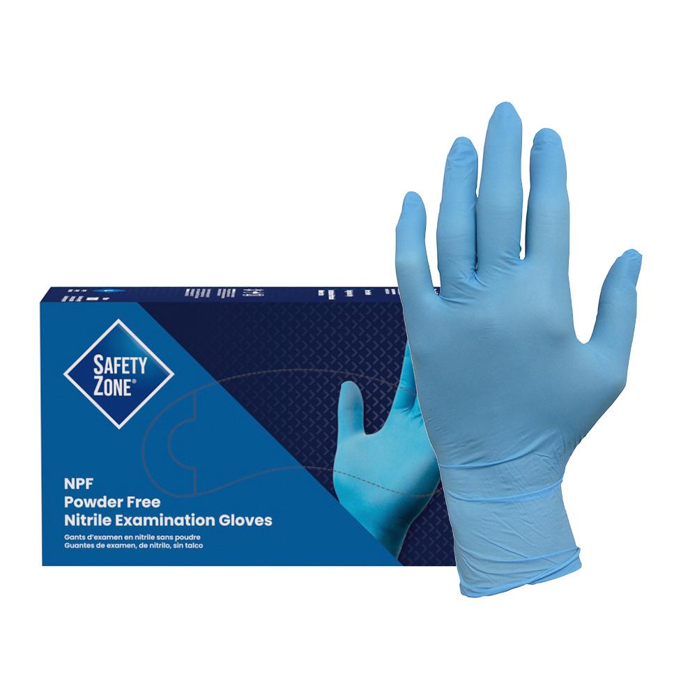 Safety Zone® Nitrile Powder Free Exam Gloves, 10x100, Blue, 5.5 mil - Small GL N106FS