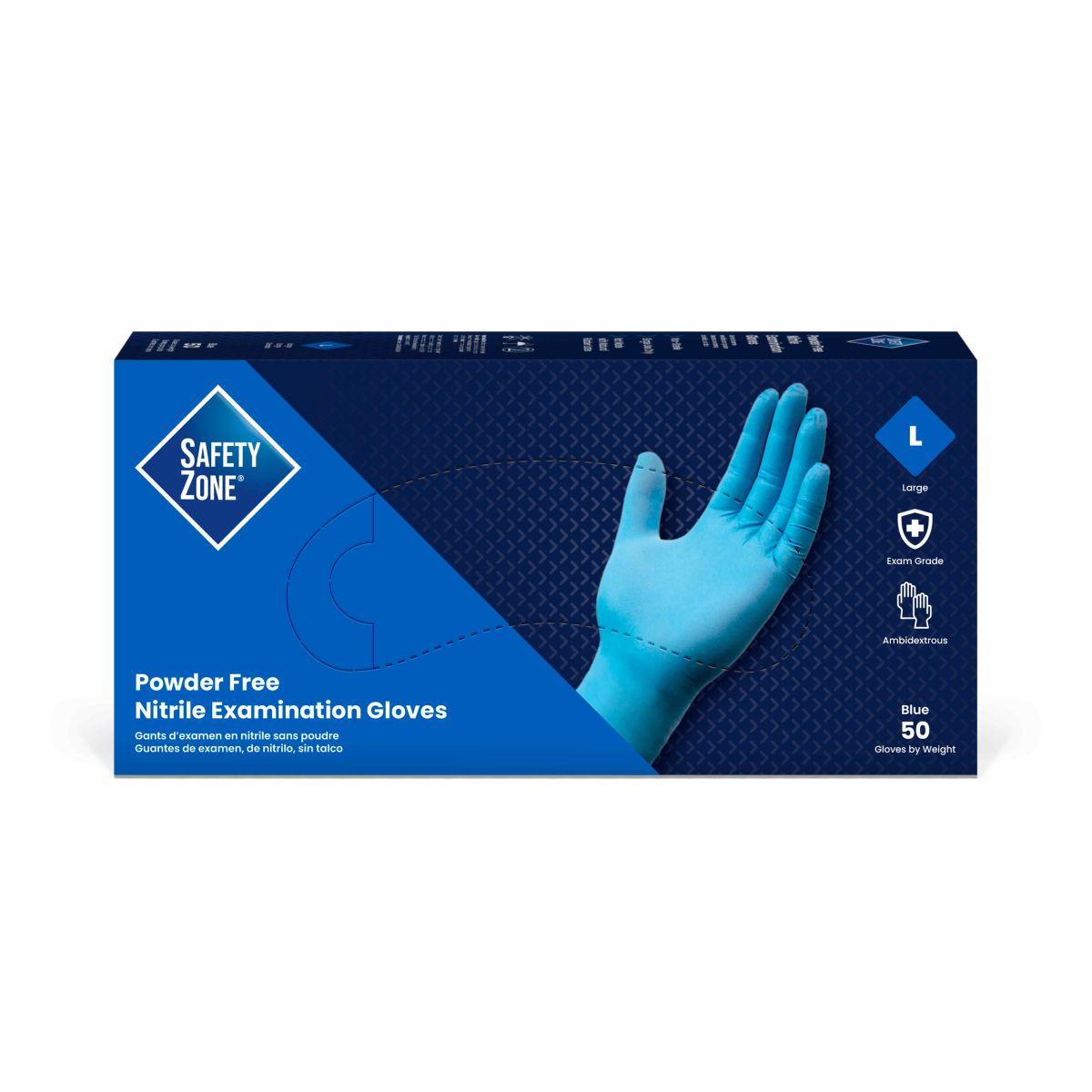 Safety Zone® Nitrile Powder Free Exam Gloves, 10x50, Blue, 8 mil, 12