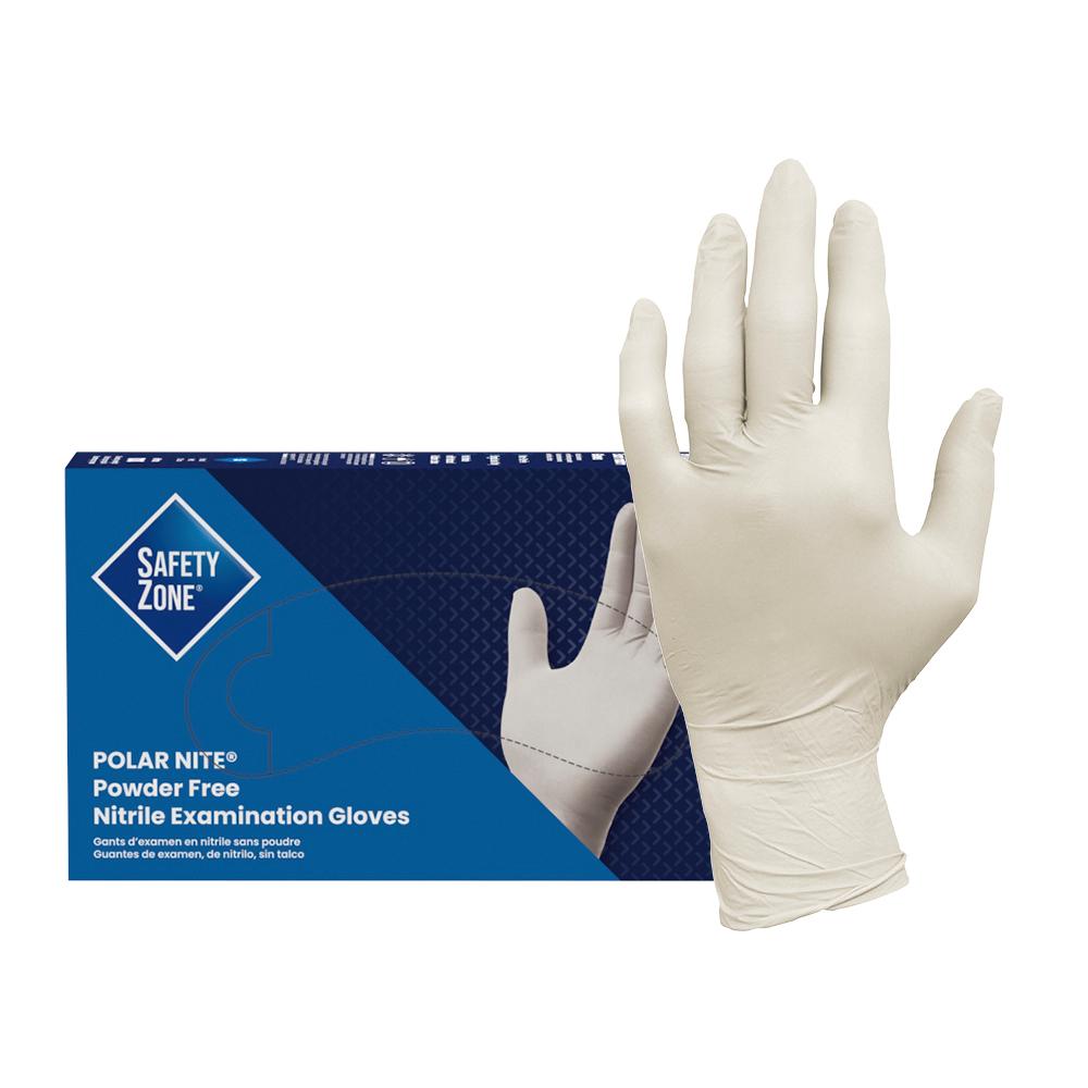 Safety Zone® Polar Nite® Nitrile Powder-Free Exam Gloves, 10x100, White, 4 mil - Small GL N133FS
