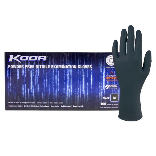 KODA® Nitrile Powder-Free Exam Gloves, Textured, 10x100, Black, 5.5 mil - Medium GL NCF235BKFM