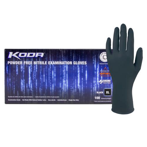 KODA® Nitrile Powder-Free Exam Gloves, Textured, 10x100, Black, 5.5 mil - XL GL NCF235BKFX