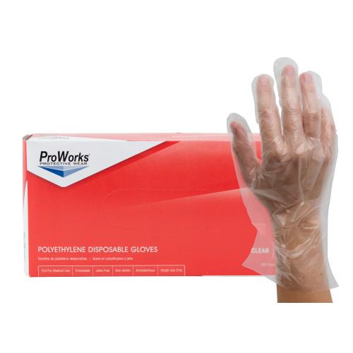 Safety Zone® Polyethylene Powder-Free Gloves, Embossed Grip, 20x500, Clear, 0.5 mil - Small GL P500S