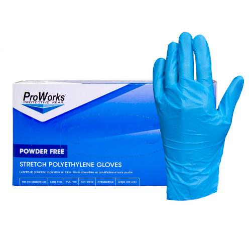 PROWORKS STRETCH POLY GLOVES  BLUE VARIES  10 200  SMALL