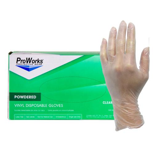 ProWorks® Vinyl Powdered Gloves, 10x100, Clear, 3 mil - Large GL V103PL