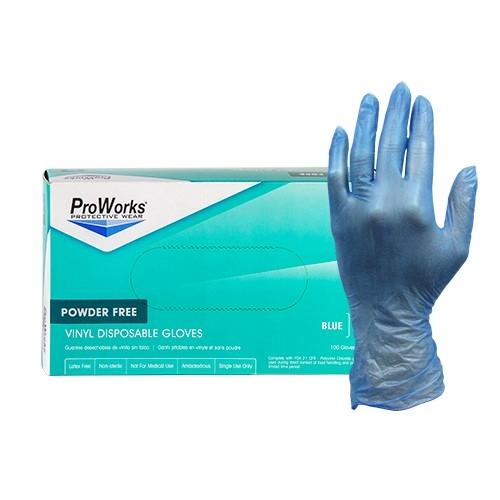 VINYL POWDER FREE GLOVES BLUE- LG