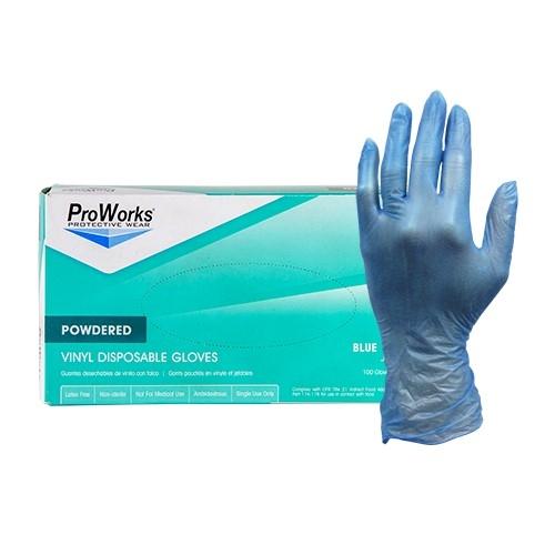 VINYL DISPOSABLE BLUE POWDER GLOVES  10 100 LG