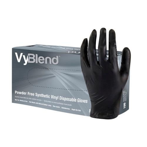 VINYL POWDERFREE DISPOSABLE GLOVES BLACK MD 10 100