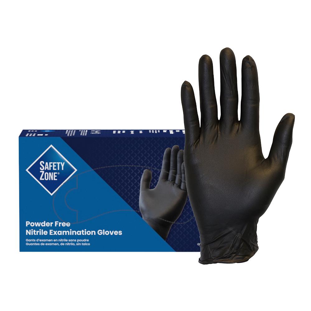 Safety Zone® Nitrile Powder-Free Exam Gloves, 10x100, Black, 3.5 mil - Small GNPR SM BK
