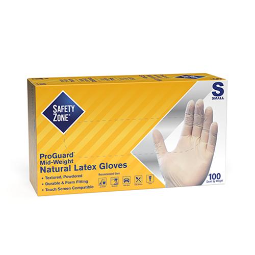 Safety Zone® Latex Powdered Gloves, Textured, 10x100, Natural, 5 mil - Small GRDR SM 1 T