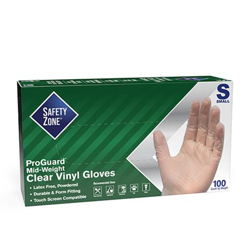 Safety Zone® Vinyl Powdered Gloves, 10x100, Clear, 3 mil - Small GVDR SM 1