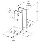 Jacknob® Wall Bracket, Two Piece, Polished Chrome, 1/ea (1860) J 1860 2