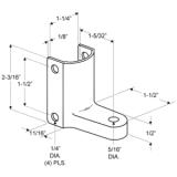 Jacknob® Hinge Bracket, Bottom, 300-G, Polished Chrome, 1/ea (3010) J 3010 2