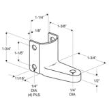 Restroom Partition Hinge Bracket Bottom 1-1/4 Polished Chro J 3420 2