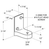 Jacknob® Hinge Bracket, Bottom, Knick Lam Flat, Polished Chrome, 1/ea (3870) J 3870 2