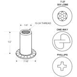 Jacknob® Barrel Nut, 6 Lobe, 10-24 x 1/2