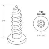 Jacknob® Pan Screw, 6 Lobe, 14 x 3/4