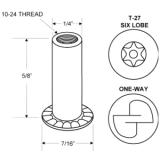 Jacknob® Barrel Nut, 6 Lobe, 10-24 x 5/8