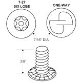 Jacknob® Screw, 6 Lobe, 10-24 x 3/8