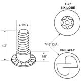 Jacknob® Shoulder Screw Pack, 6-Lobe, 10-24 x 1/2