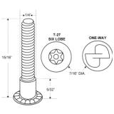 Jacknob® Shoulder Screw, 6 Lobe, 10-24 x 15/16