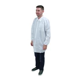 Safety Zone® ProMax® Lab Coat w/ Pockets, Snap Front & Elastic Wrists, White, 30/cs - 5XL M1020-EW-5X