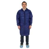 Safety Zone® PolyLite® Lab Coat w/ Pockets, Snap Front & Elastic Wrists, Navy Blue, 30/cs - Medium M1734B M EW