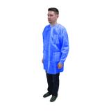 Safety Zone® ProMax® II Lab Coat w/ Pockets, Snap Front, Knit Cuffs & Collar, Light Blue, 30/cs - Small M1740B S